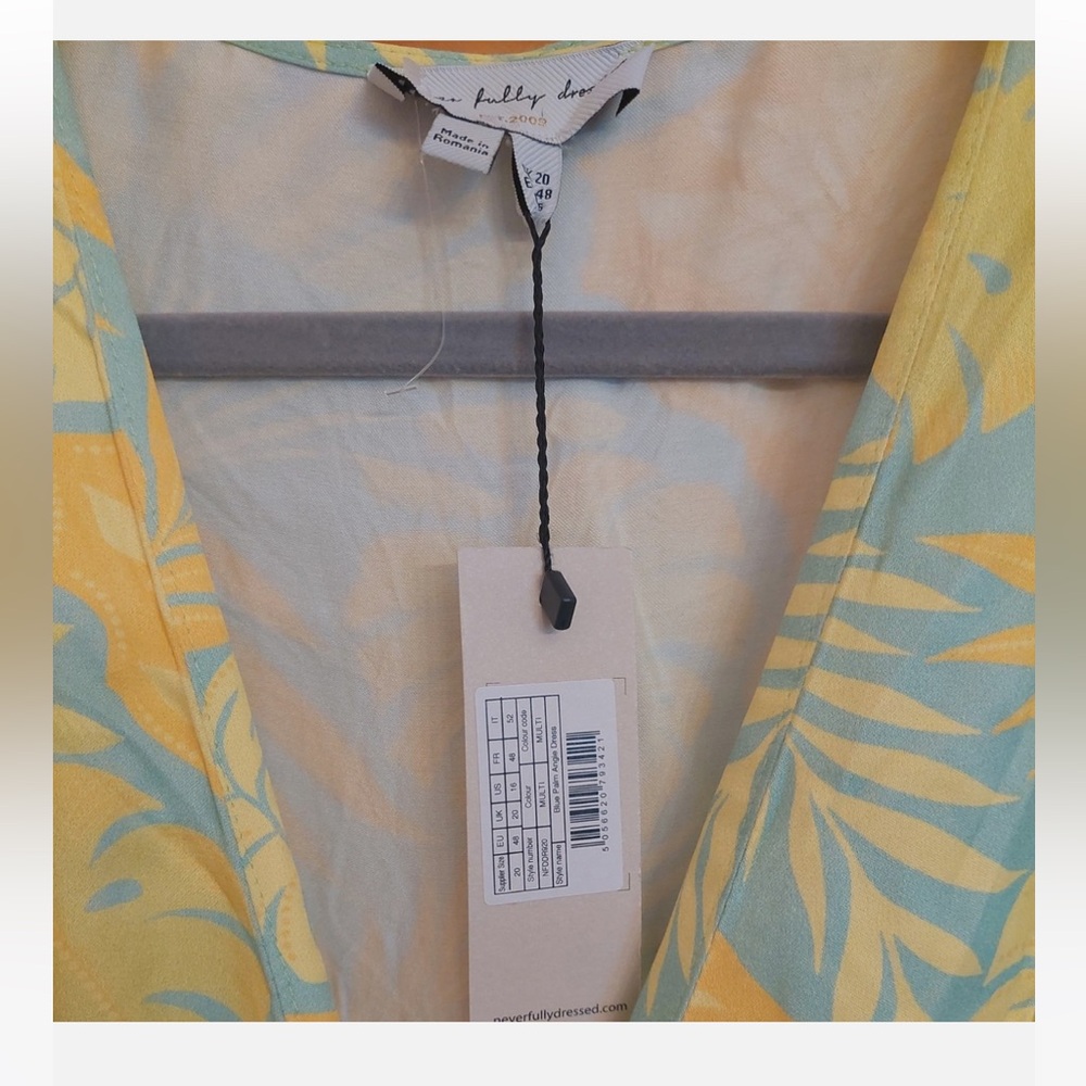 FAB NEVER FULLY DRESSED - ANGIE DRESS in BLUE PALM PRINT - US16 - NEW WITH TAGS! - Picture 13 of 13